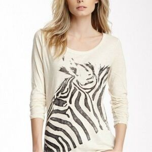 Lucky Brand - Zebra Tunic Scoop Neck - Size S - Ivory